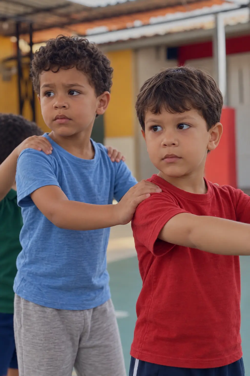 Alunos em atividade de recreação no pátio