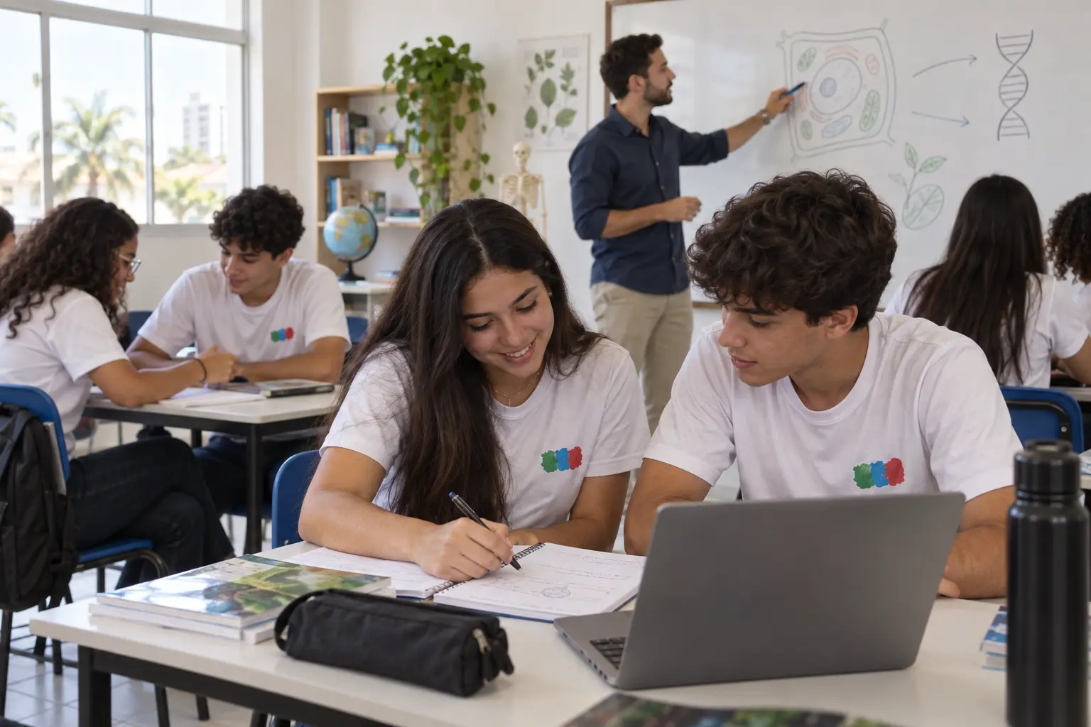 Estudantes do Ensino Médio em atividade em sala